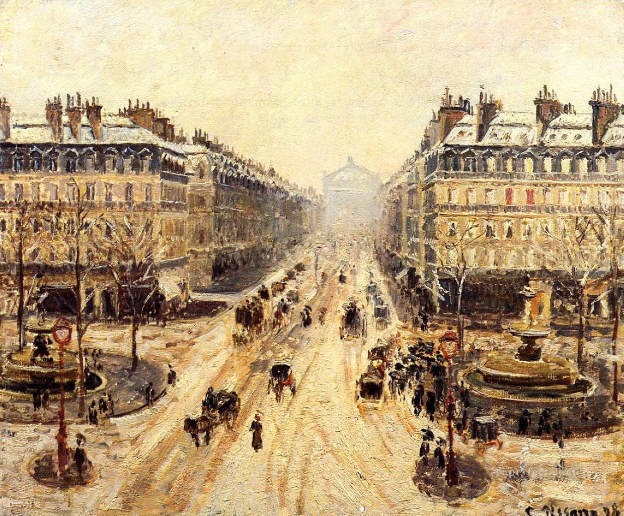avenue de l opera effect of snow 1898 Camille Pissarro Oil Paintings